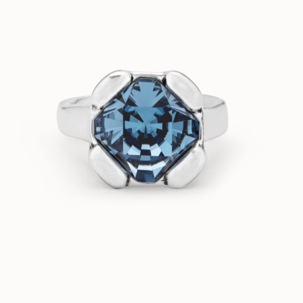 Sterling silver-plated ring with blue crystal - Picture 4 of 9